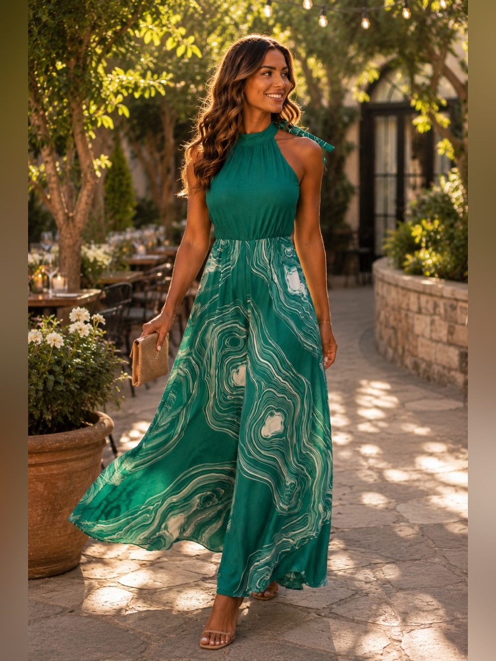 Abstract Wide-Leg Palazzo Jumpsuit Tall Fit Spring Statement, EUC, SIZE S(Tall)
